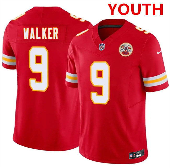 Youth Kansas city chiefs #9 kenneth walker iii red 2026 f.u.s.e. vapor untouchable limited stitched football jersey