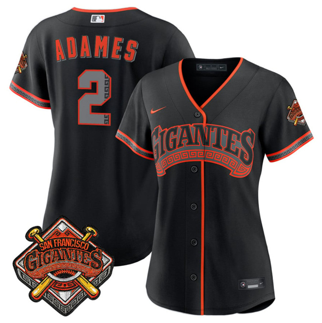 Women's San Francisco Giants #2 Willy Adames Black 2026 Alternate Stadium Stitched Baseball Jersey(Run Small)