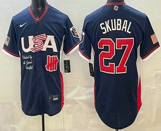 Men's USA Undefeated #27 Tarik Skubal Navy 2026 World Baseball Classic Cool Base Jersey