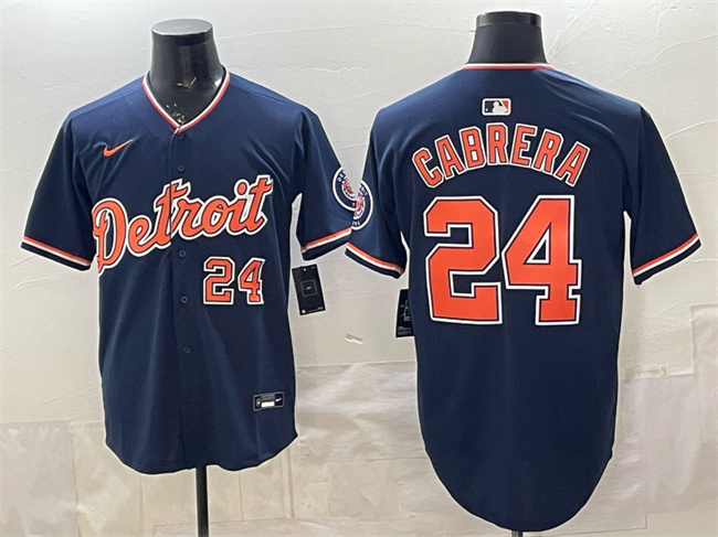 Men's Detroit Tigers #24 Miguel Cabrera Navy 2026 Alternate Vapor Premier Limited Stitched Baseball Jersey